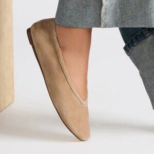 Steve Madden Leni Square-Toe Ballet Flat in Taupe Suede - Size 10